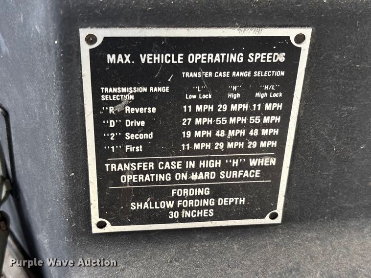 image for item FC5648 1990 AM General M998 SUV