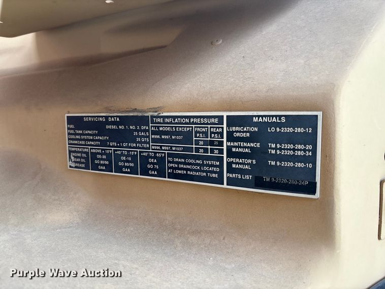 image for item FC5660 1987 AM General HMMWV SUV