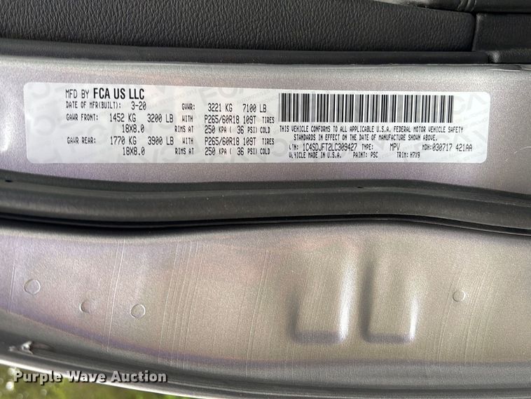 image for item FC5670 2020 Dodge Durango SSV SUV