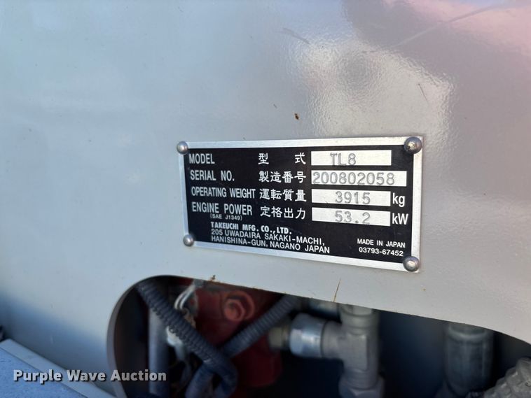 image for item FC5730 2015 Takeuchi TL8 tracked skid steer loader