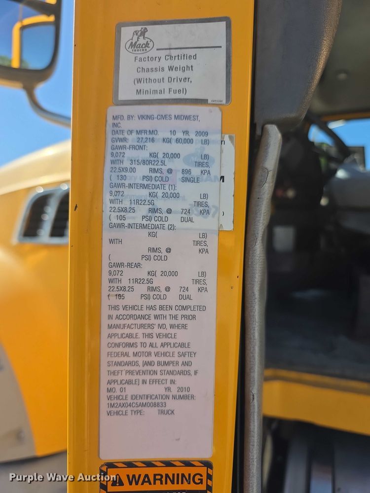 image for item FH6008 2010 Mack GU713 dump truck