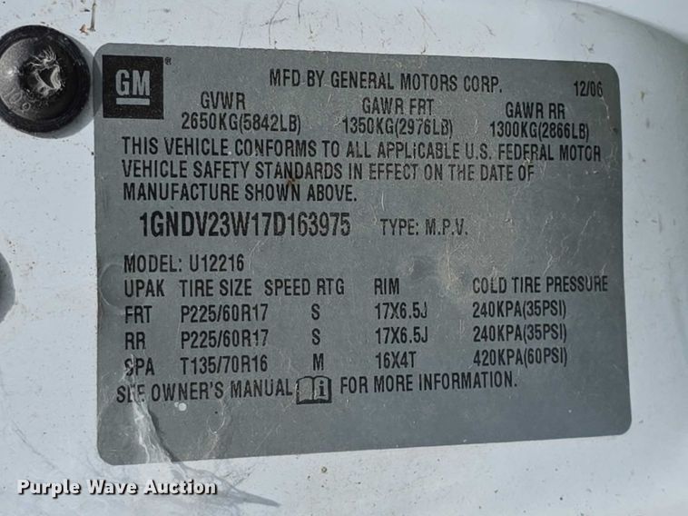image for item FH6035 2007 Chevrolet Uplander van