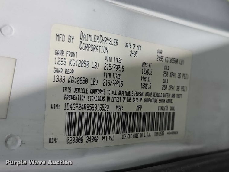 image for item FH6036 2005 Dodge Grand Caravan van