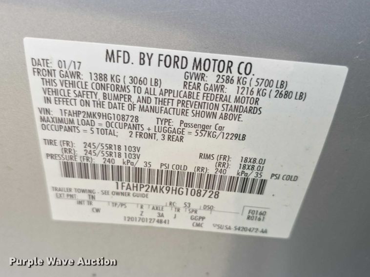 image for item FH6094 2017 Ford Taurus Police Interceptor 