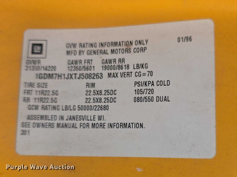 image for item FH6101 1996 GMC Topkick dump truck