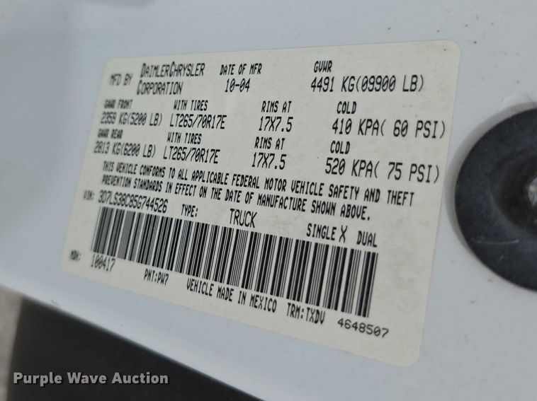 image for item FH6113 2005 Dodge Ram 3500 Ext. Cab pickup truck