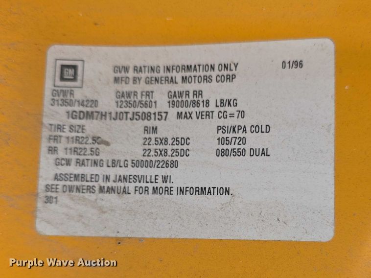 image for item FH6114 1996 GMC Topkick dump truck