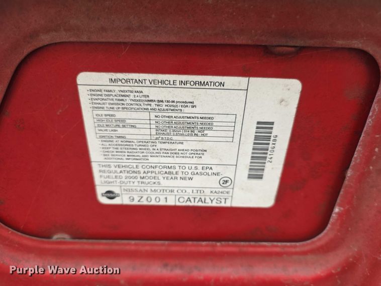 image for item FH7124 2000 Nissan Frontier Ext. Cab pickup truck