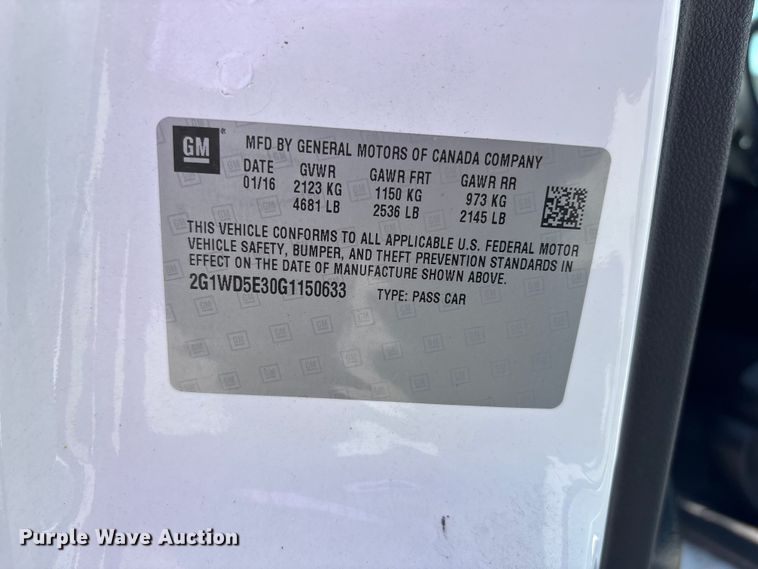 image for item FK1438 2016 Chevrolet Impala Limited Police Cruiser 