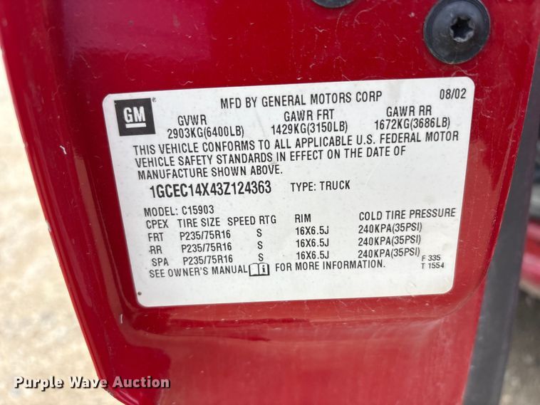 image for item FK1462 2003 Chevrolet Silverado 1500 pickup truck