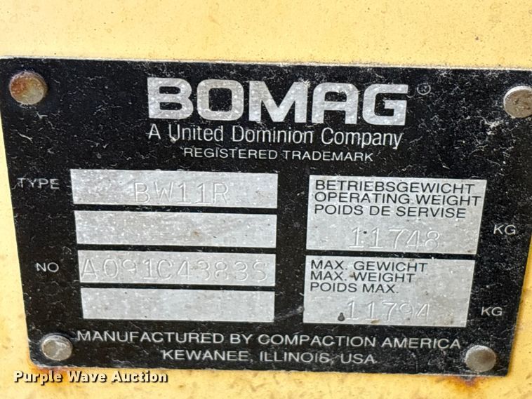 image for item FK1473 1995 Bomag BW11R pneumatic roller
