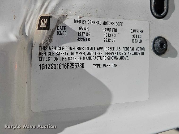 image for item FN5616 2006 Chevrolet Malibu 