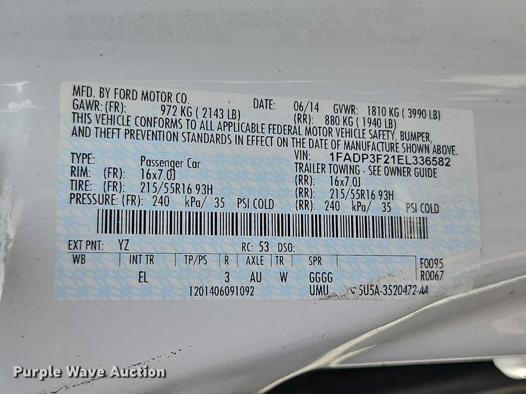 image for item FN5632 2014 Ford Focus SE 