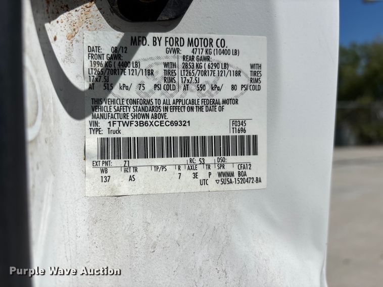 image for item FN5636 2012 Ford F350 Super Duty XL pickup truck