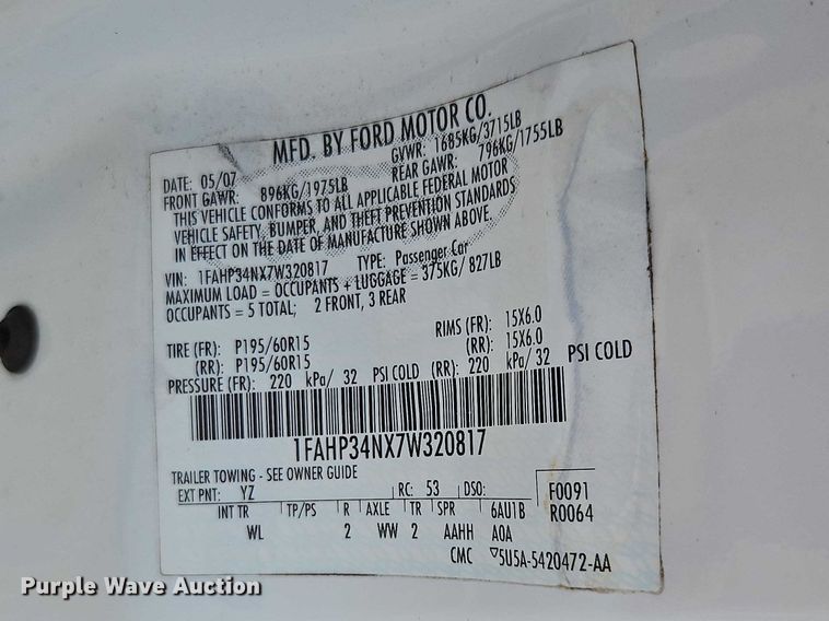 image for item FN5640 2007 Ford Focus 