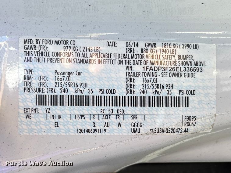 image for item FN5651 2014 Ford Focus SE 