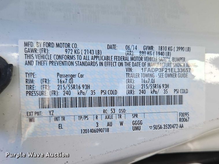 image for item FN5652 2014 Ford Focus SE Passenger vehicle