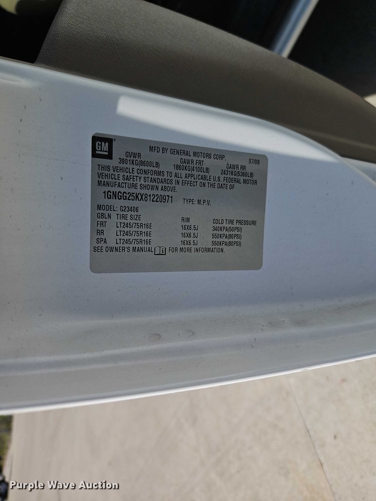 image for item FN5658 2008 Chevrolet Express 2500 van