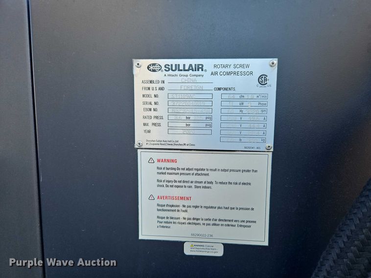 image for item FN5661 (2) Sullair ST1109AC air compressors