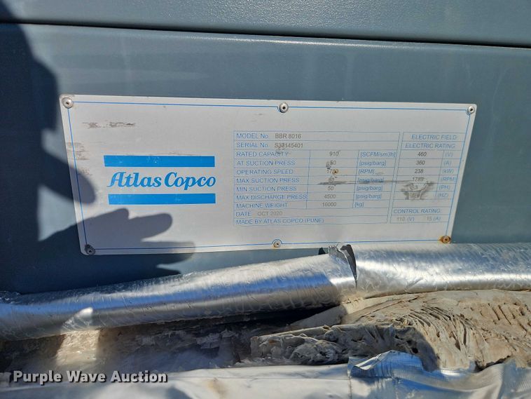 image for item FN5662 2020 Atlas Copco BBR 8016 CNG compressor
