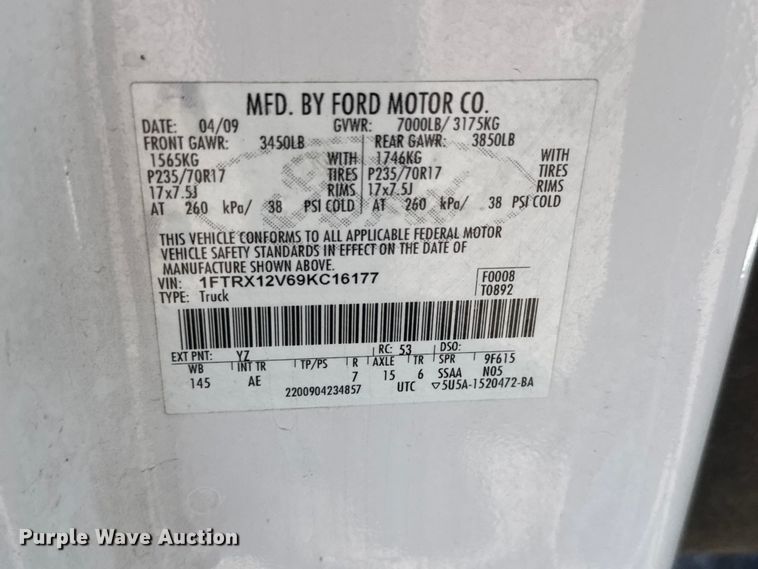 image for item MX9268 2009 Ford F150 Ext. Cab pickup truck