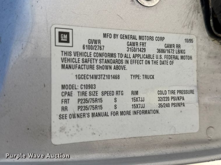 image for item MX9269 1996 Chevrolet Silverado 1500 pickup truck