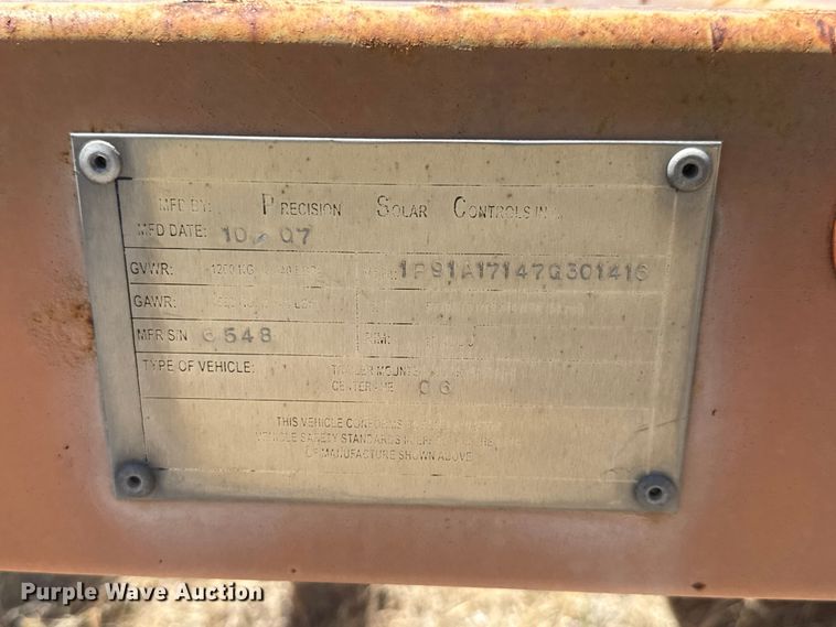 image for item MX9271 2007 Precision Solar Controls radar trailer