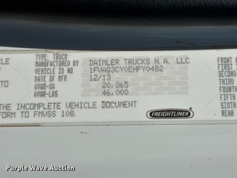 image for item MX9285 2014 Freightliner 114SD sewer jetter truck