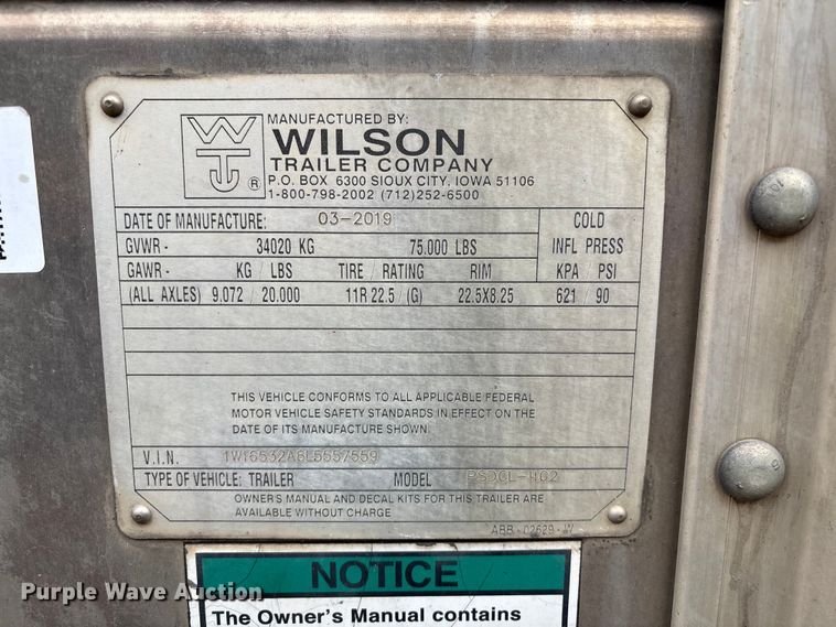 image for item EM0096 2020 Wilson PSDCL-402 livestock trailer