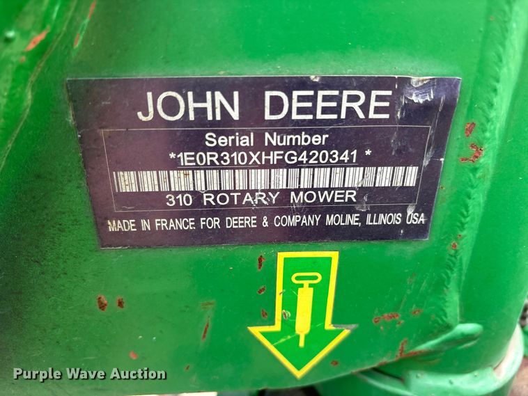 image for item ET2049 John Deere 310 disc mower