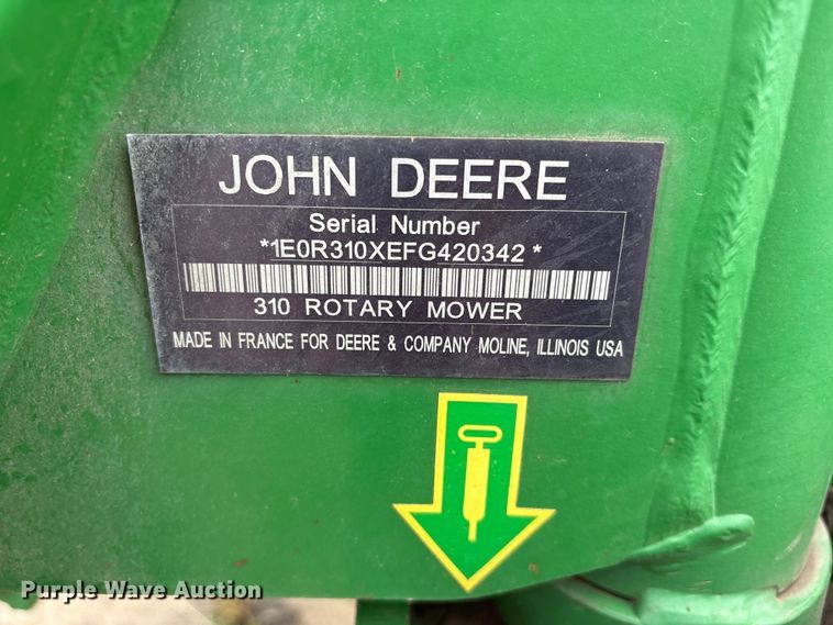 image for item ET2050 John Deere 310 disc mower