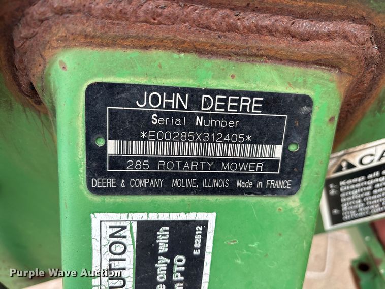 image for item ET2051 John Deere 285 disc mower