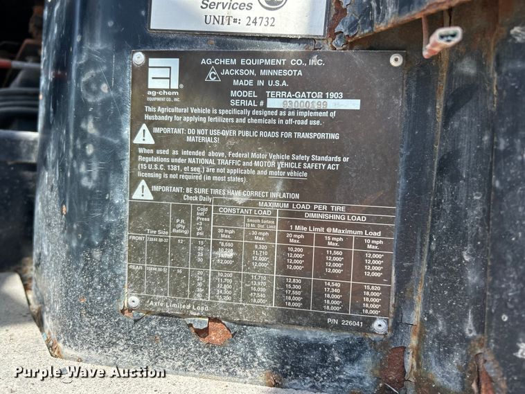 image for item FC2523 Ag-Chem TerraGator 1903 applicator cab and chassis