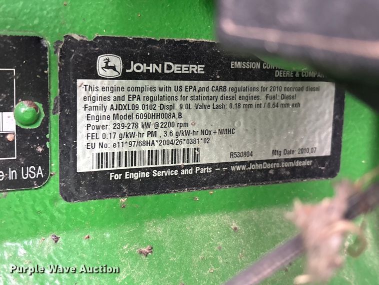 image for item YA3414 2010 John Deere 9770 STS RWA combine