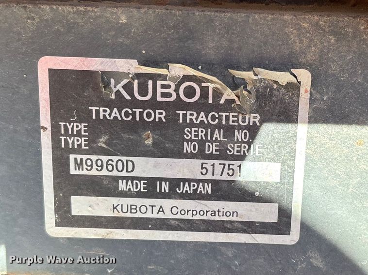 image for item YA3505 2012 Kubota M9960D MFWD tractor
