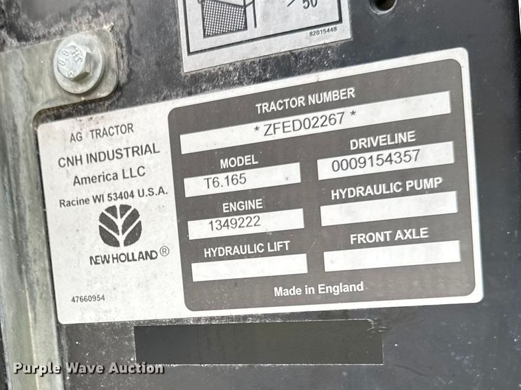 image for item YA3527 2015 New Holland T6.165 MFWD tractor