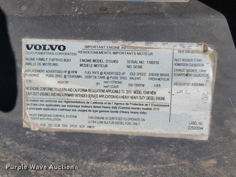 image for item DZ7140 2016 Volvo VNM semi truck
