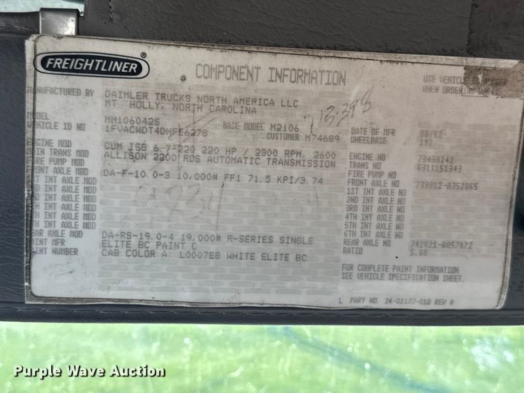 image for item EA2358 2013 Freightliner Business Class M2 delivery truck