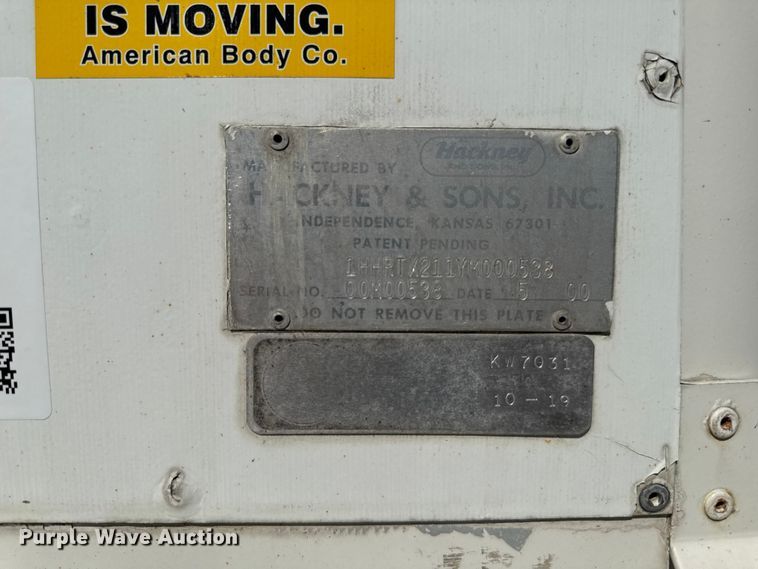 image for item EA2360 2000 Hackney and Sons, Inc. delivery trailer