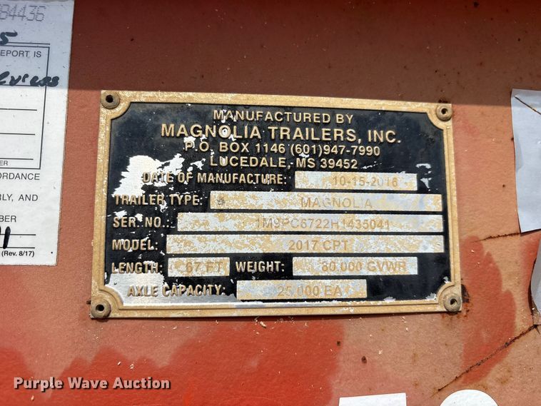 image for item ED5232 2017 Magnolia CPT pole trailer