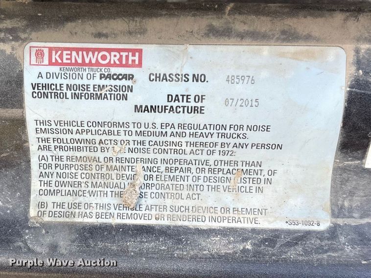 image for item EF1091 2016 Kenworth T680 semi truck