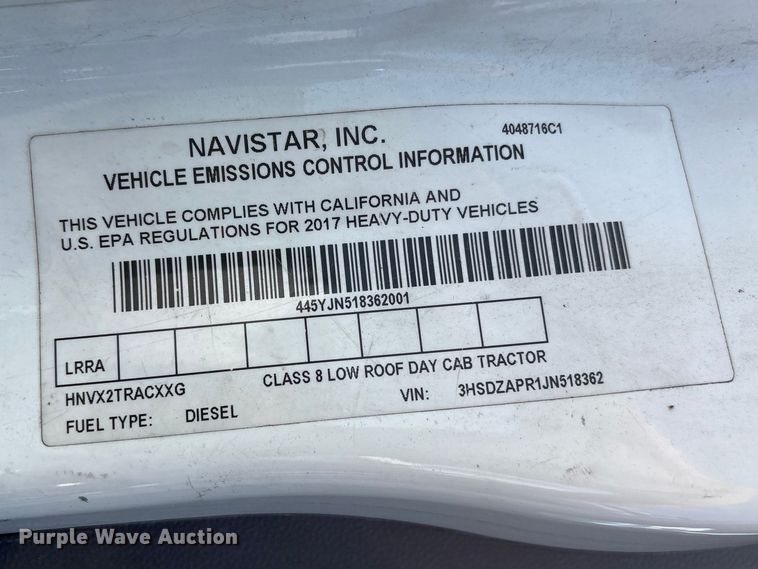 image for item EF1150 2018 International LT625 semi truck