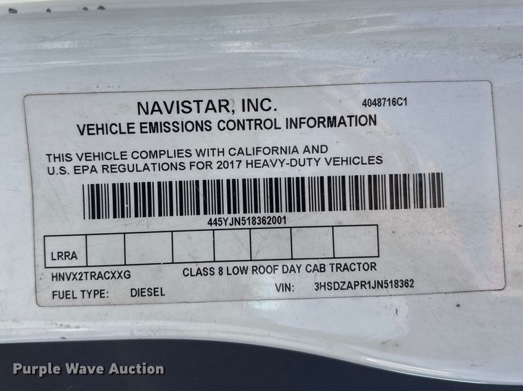 image for item EF1150 2018 International LT625 semi truck