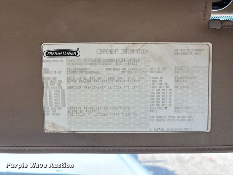 image for item ER7576 2013 Freightliner Coronado semi truck