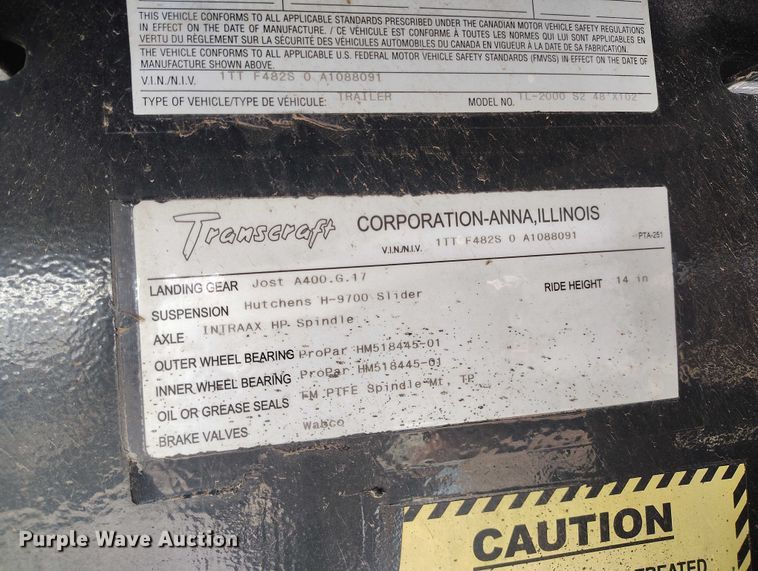 image for item EW0996 2010 Transcraft TL-2000 S2 flatbed trailer