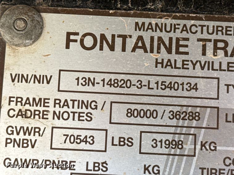 image for item EW4551 2020 Fontaine HCICF12WSA flatbed trailer