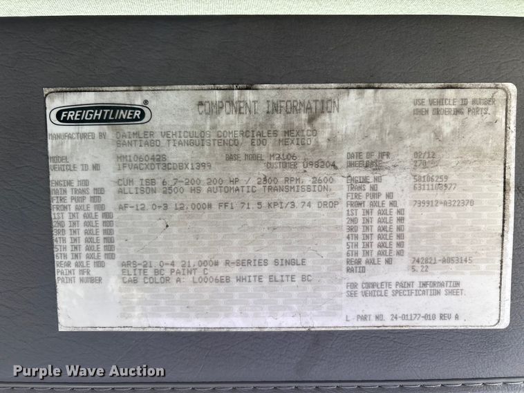 image for item FK1431 2012 Freightliner Business Class M2 box truck