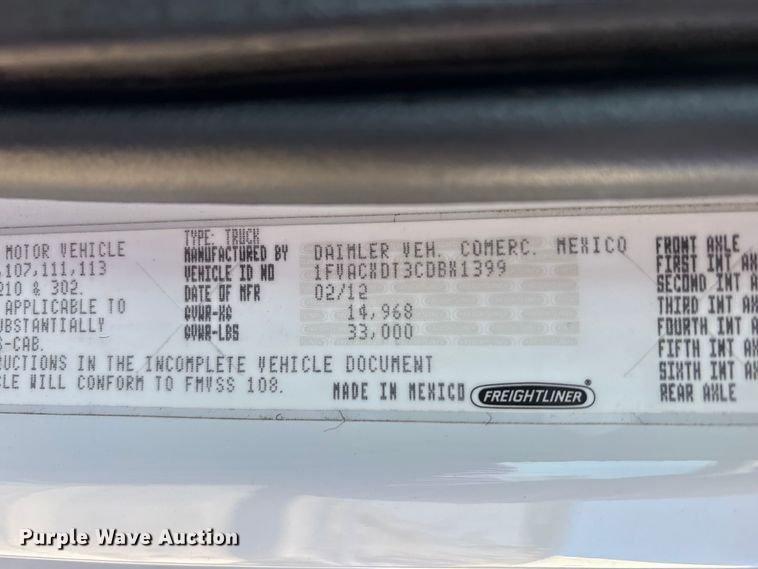 image for item FK1431 2012 Freightliner Business Class M2 box truck