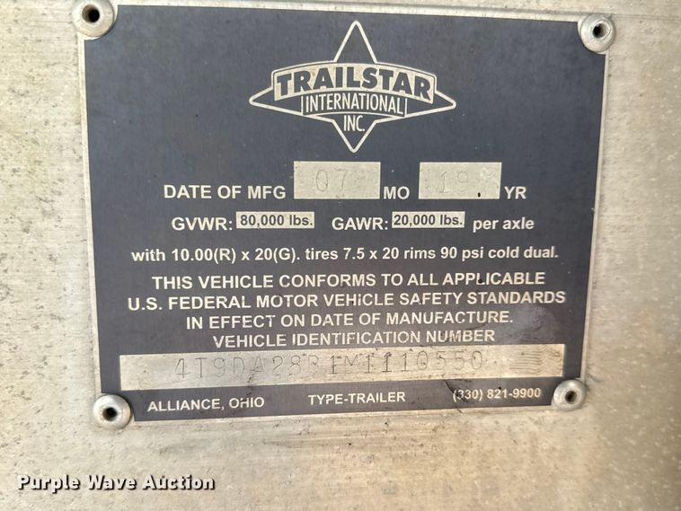 image for item MX9255 2021 Trailstar end dump trailer