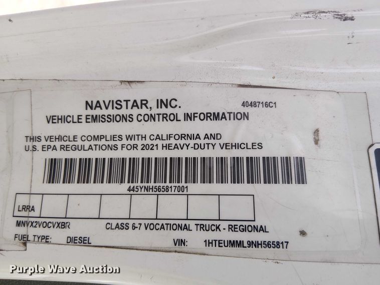 image for item YA1265 2022 International MV607 rollback truck